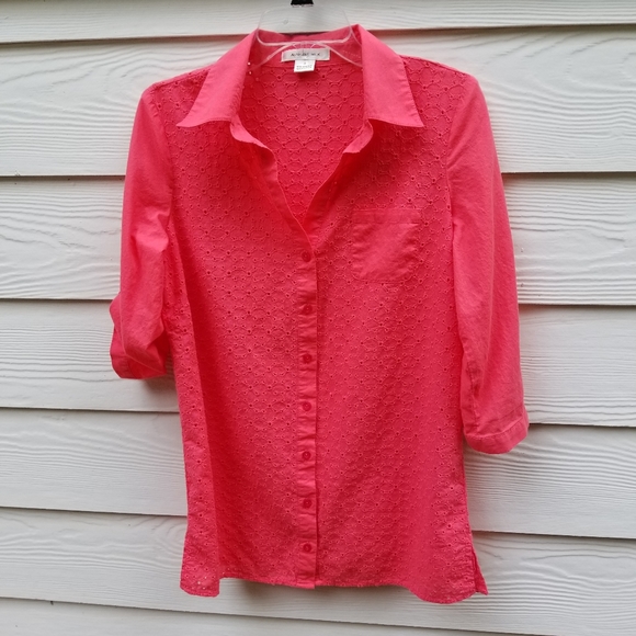 M CORAL eyelet button up tunic top - Picture 14 of 15